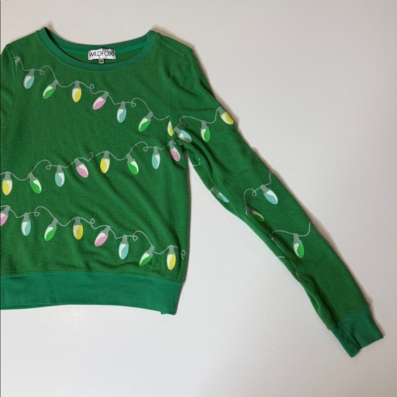 Wildfox Festive Green Sweater with Holiday Lights - Picture 8 of 12